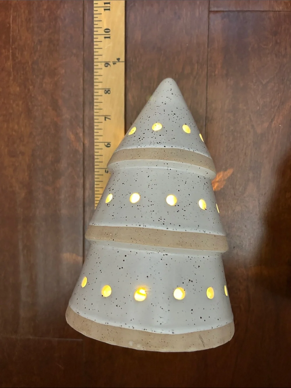 Crate&Barrel Speckled Ceramic LED Base in White and Brown, 8”, Set of Two